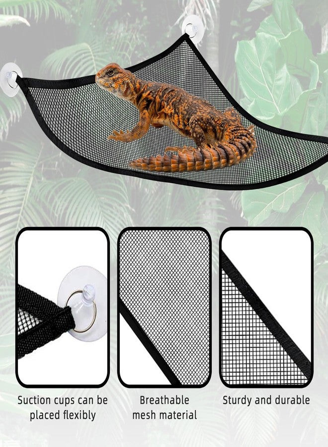 Hokable 2 Pcs Bearded Dragon Lizard Hammock, Triangular, Breathable Mesh, Black, 13" x 13" x 19" - Image 5